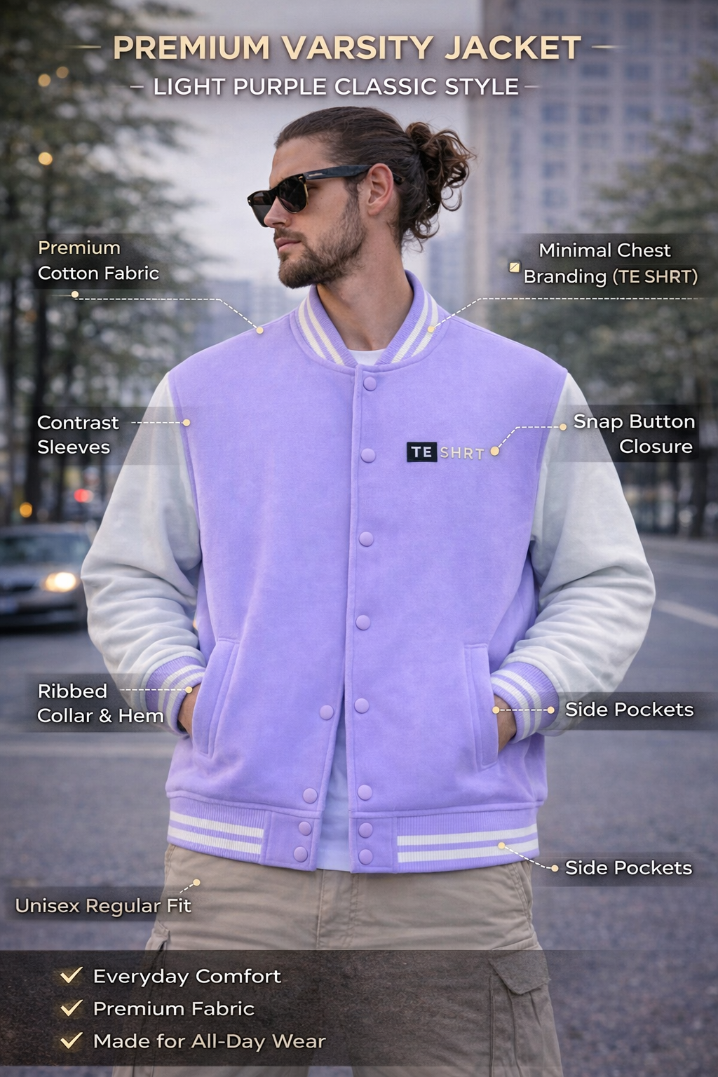 Unisex Premium Varsity Jacket | 300 GSM Cotton Classic College Jacket