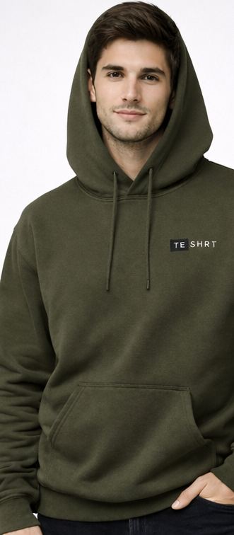 Men’s Premium Olive Cotton Hoodie | 300 GSM Brushed Fleece Regular Fit Hoodie