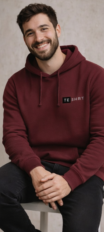 Men’s Premium Maroon Cotton Hoodie | 300 GSM Brushed Fleece Regular Fit Hoodie