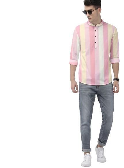 Men’s Printed Cotton Casual Shirt – Regular Fit, Spread Collar