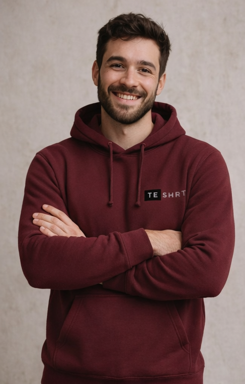 Men’s Premium Maroon Cotton Hoodie | 300 GSM Brushed Fleece Regular Fit Hoodie