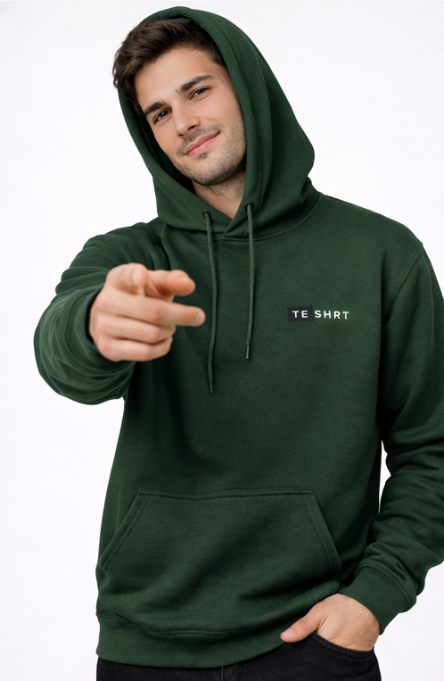 Men’s Premium Green Cotton Hoodie | 300 GSM Brushed Fleece Regular Fit Hoodie
