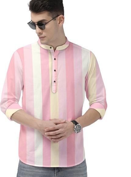 Men’s Printed Cotton Casual Shirt – Regular Fit, Spread Collar