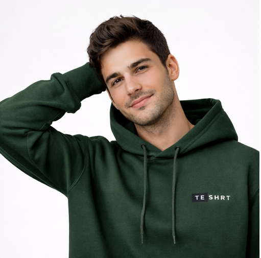 Men’s Premium Green Cotton Hoodie | 300 GSM Brushed Fleece Regular Fit Hoodie