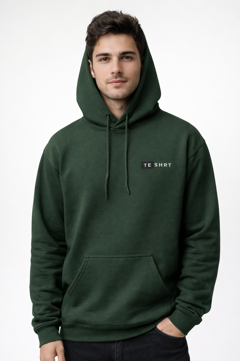 Men’s Premium Green Cotton Hoodie | 300 GSM Brushed Fleece Regular Fit Hoodie