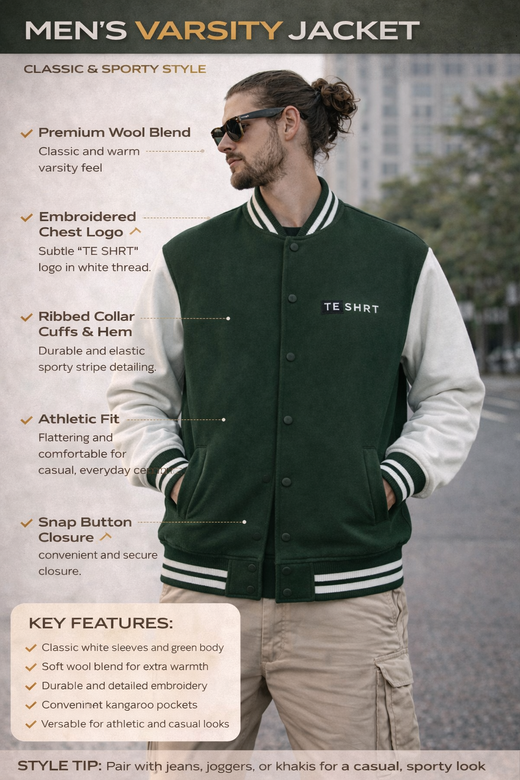 Unisex Premium Varsity Jacket | 300 GSM Cotton Classic College Jacket