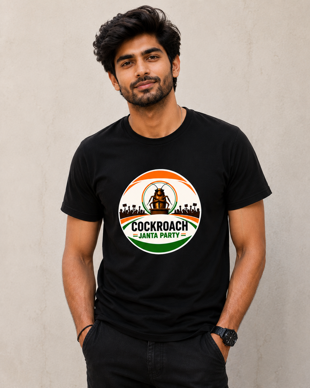 Cockroach Janta Party Graphic T-Shirt – Bold Statement Edition Unisex Classic Crew T-Shirt