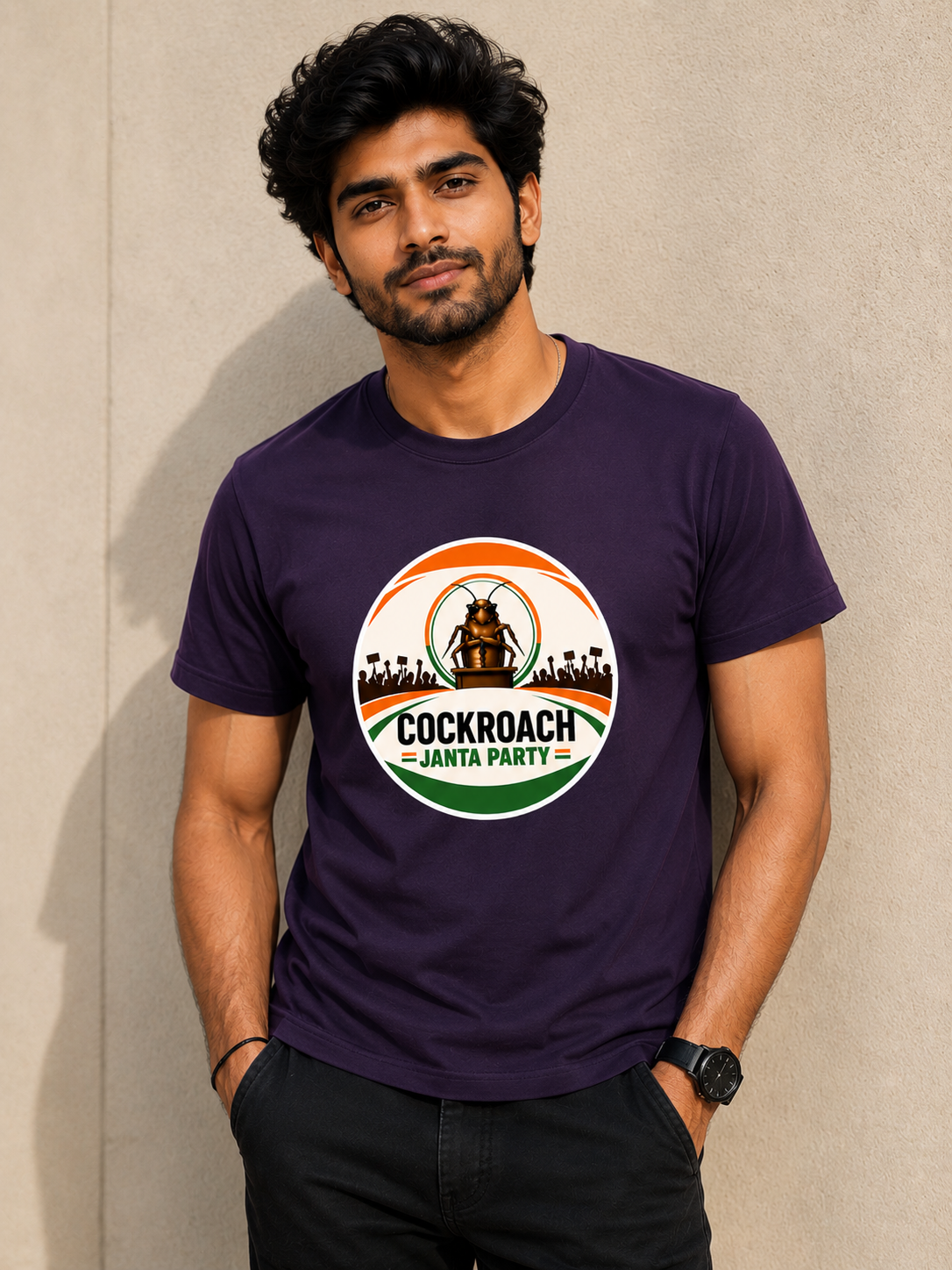Cockroach Janta Party Graphic T-Shirt – Bold Statement Edition Unisex Classic Crew T-Shirt