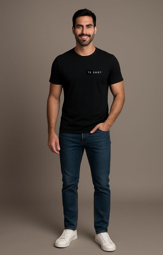 Men’s Premium Solid Black Cotton T-Shirt | 180 GSM Regular Fit Everyday Tee