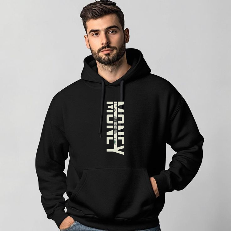 Men’s Premium Black Graphic Hoodie | 300 GSM Cotton Brushed Fleece Regular Fit Hoodie