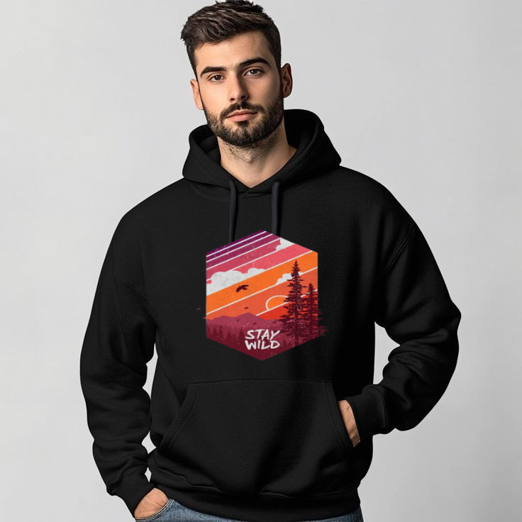 Stay Wild Unisex Premium Cotton Hoodie | 300 GSM Brushed Fleece Regular Fit Hoodie